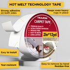 Carpet Tape Double Sided - Rug Tape Grippers For Hardwood Floors And Area Rugs - Carpet Binding Tape Strong Adhesive And Removab