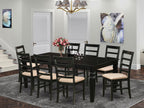 East West Furniture LGPF9-BLK-C 9 Piece Dining Set Includes a Rectangle Dining Table with Butterfly Leaf and 8 Linen Fabric Kitchen Room Chairs, 42x84 Inch, Black