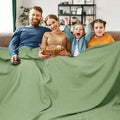 Phf 100% Cotton Waffle Weave Blanket Oversized King Size 120'X 120'-Lightweight Washed Soft Breathable Oversize Huge Blanket-Extra Large Big Blanket For Couch Bed Sofa-Aesthetic Home Decor-Loden Green