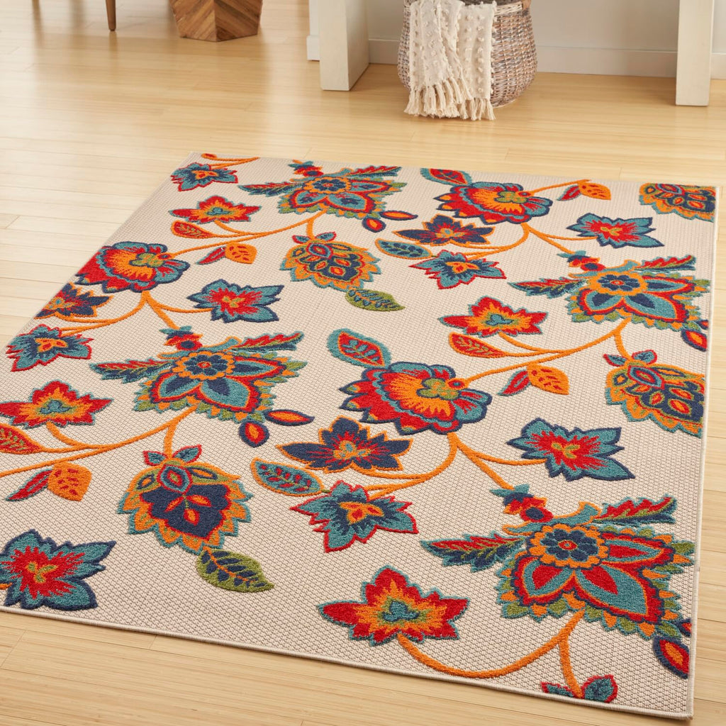 Nourison Aloha Indoor/Outdoor Modern Multicolor 9' X 12' Area Rug, Easy Cleaning, Non Shedding, Bed Room, Living Room, Dining Room, Kitchen (9X12)