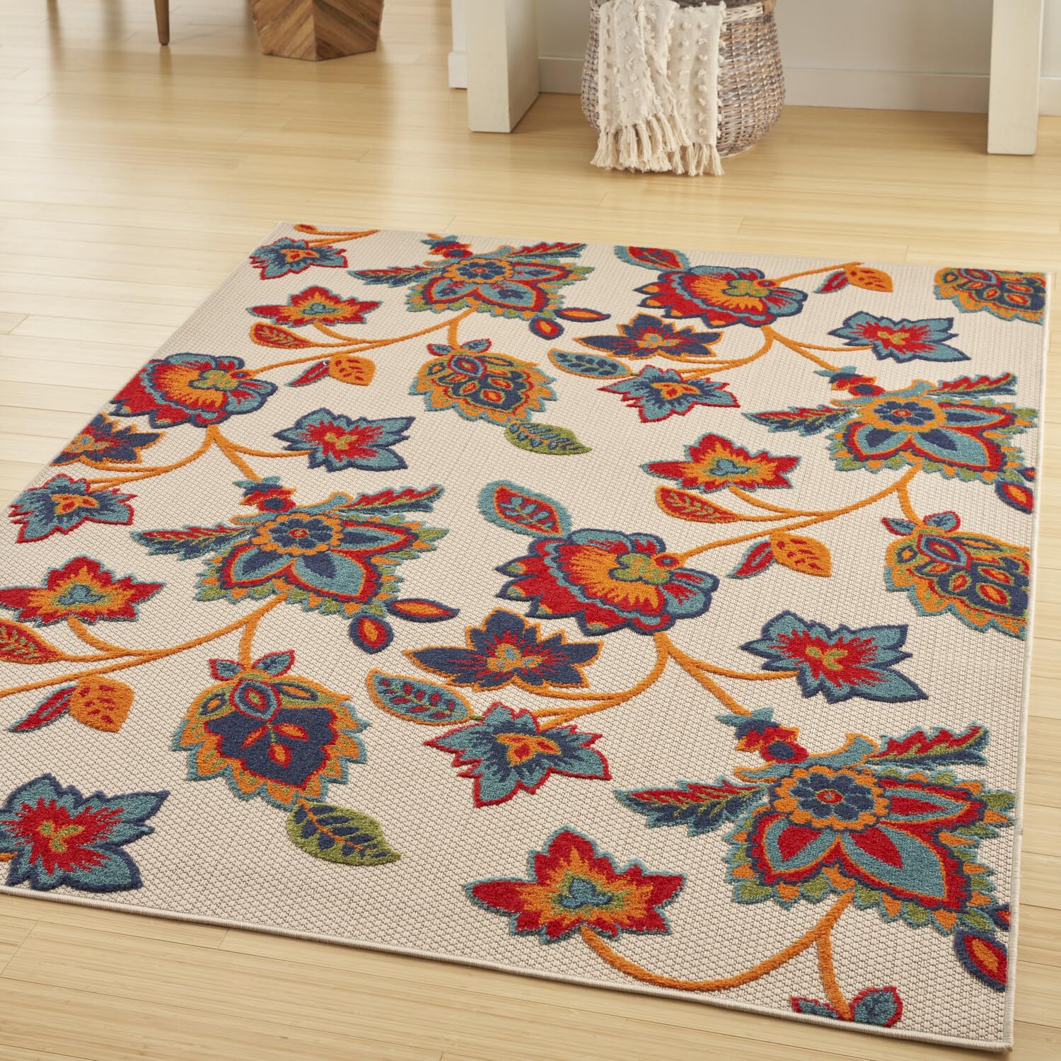 Nourison Aloha Indoor/Outdoor Modern Multicolor 9' X 12' Area Rug, Easy Cleaning, Non Shedding, Bed Room, Living Room, Dining Room, Kitchen (9X12)