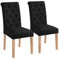 Yaheetech Tufted Dining Chairs Set of 2 Parsons Kitchen Chairs Stylish Dining Room Chair Upholstered Fabric Chairs with Solid Wo