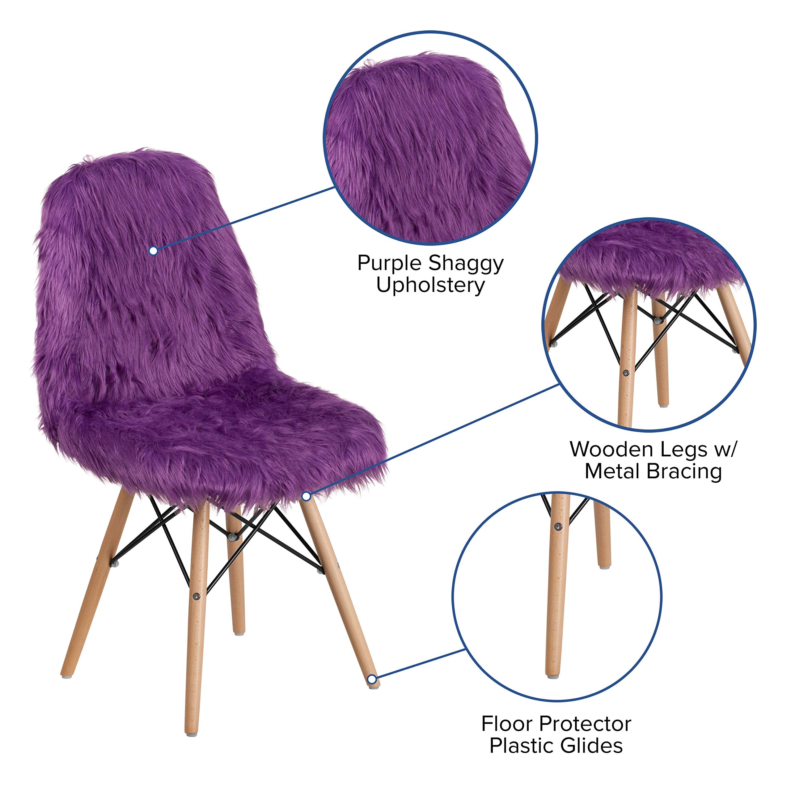 Flash Furniture Dinings, 1 Pack, Sponge, Fabric, Steel, Beechwood, Purple