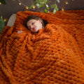 Newcosplay Super Soft Fall King Blanket Orange Premium Silky Flannel Fleece 3D Clouds Stylish Jacquard Lightweight Bed Blanket A