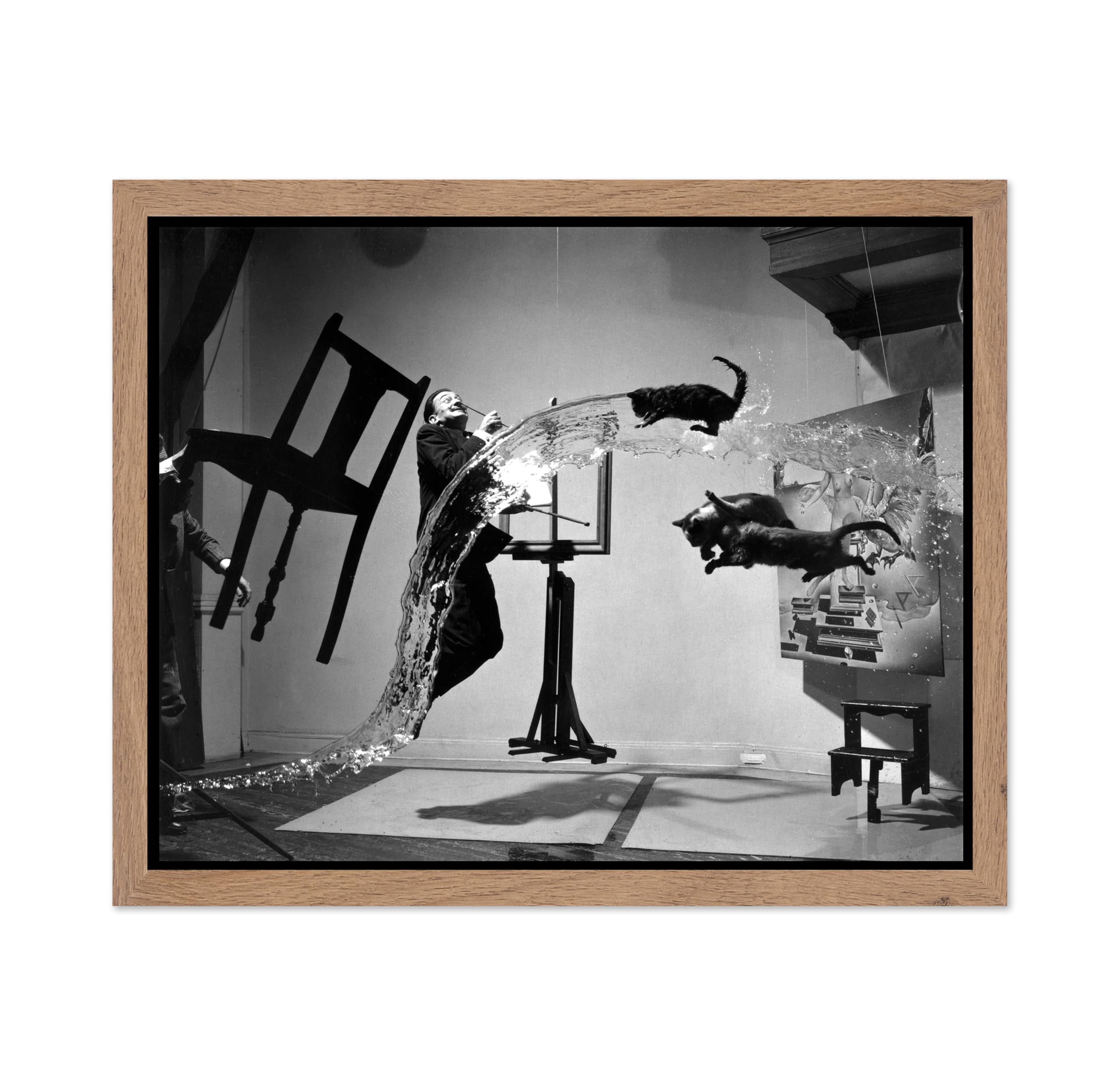 Poster Master Vintage Photo - Surreal Wall Art Print - Dali with Cats Home Decor - Gift for Artist, Painter - Gift for Office, L