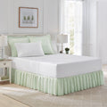 Laura Ashley Home - Cotton Ruffled Bedskirt, Lightweight & Classic Style (Ticking Stripe Green, Full)