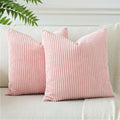 Otostar Corduroy Boho Decorative Throw Pillow Covers 24 X 24 Inch Soft Striped Cushion Case Home Farmhouse Decor Pillowcase For Couch Sofa Bedroom Decorative Pillow Covers Set Of 2 (Pink)