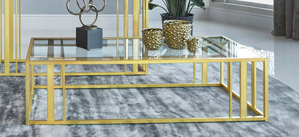 Coaster Home Furnishings Adri Rectangular Glass Top Coffee Table Matte Brass