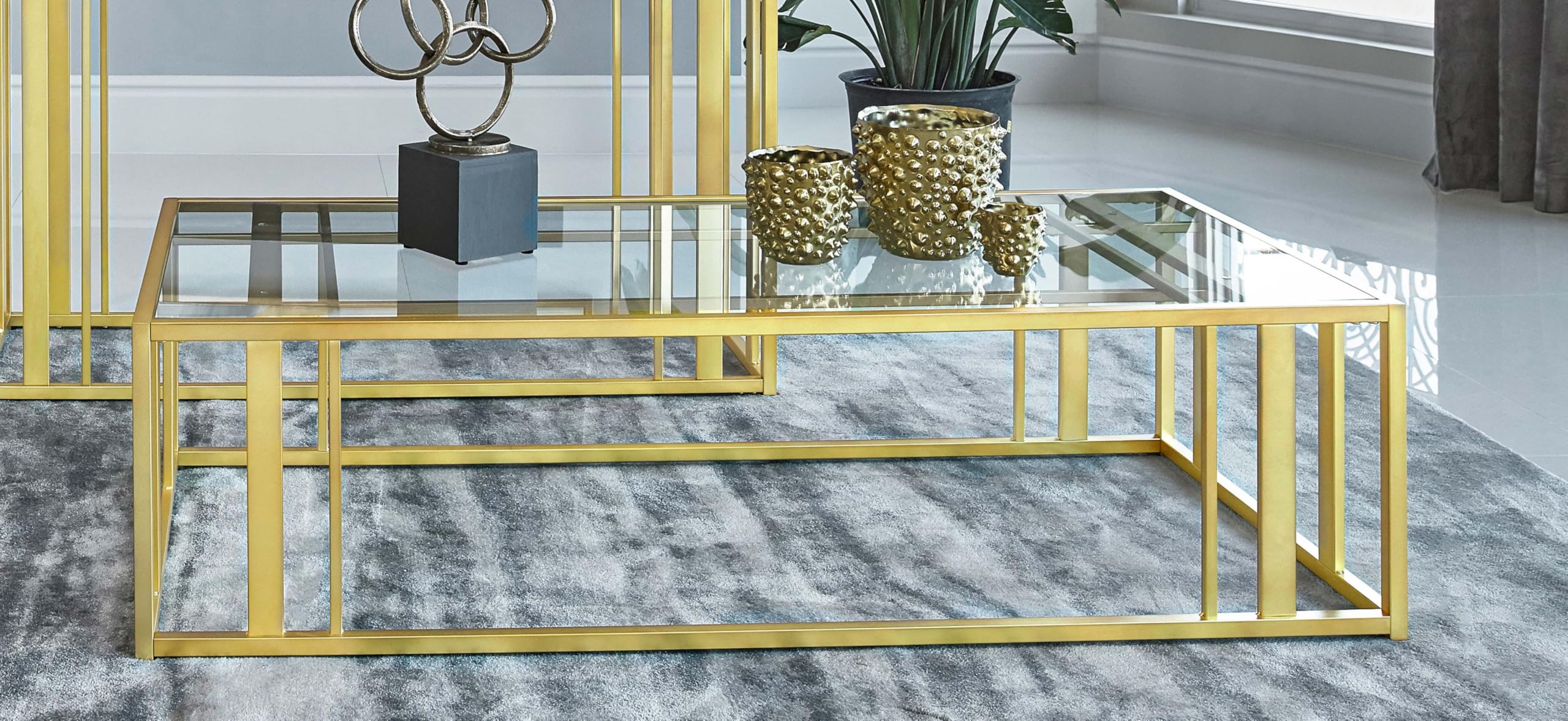 Coaster Home Furnishings Adri Rectangular Glass Top Coffee Table Matte Brass