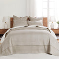 Levtex Home - Cross Stitch Taupe Bedspread Set - Twin Quilted Bedspread And One Standard Sham - Cross Stitch Pattern - Bedspread
