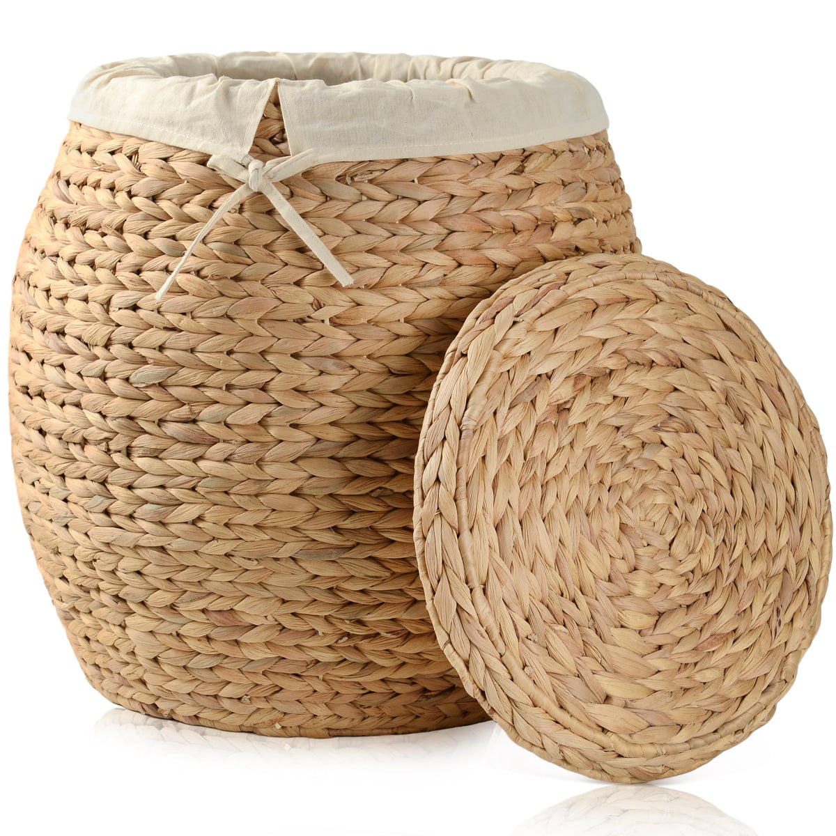 Storage Standard Wicker Basket with Lid Decorative Storage  Large Blanket Basket for Living Room, Plants, Organization, Handwov