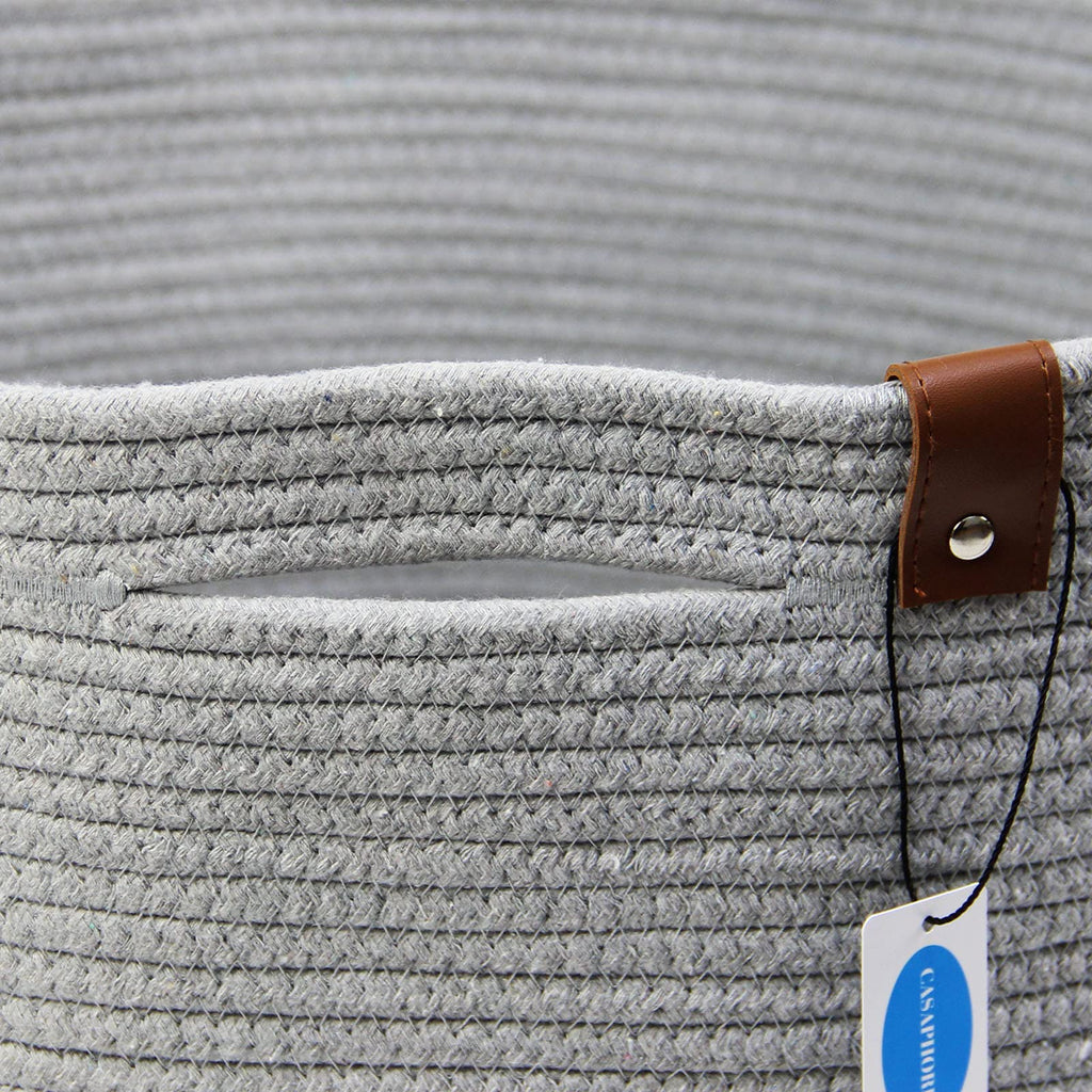 Casaphoria Xxxlarge Cotton Rope Basket For Living Room - Woven Storage Basket With Handle For Blankets, Towels And Pillows Laund