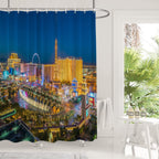 Shrahala Night Usa Skyline Decorative Shower Curtain, Las Vegas Nevada Skyline Shower Curtain For Shower Stall Bathtubs Bathroom