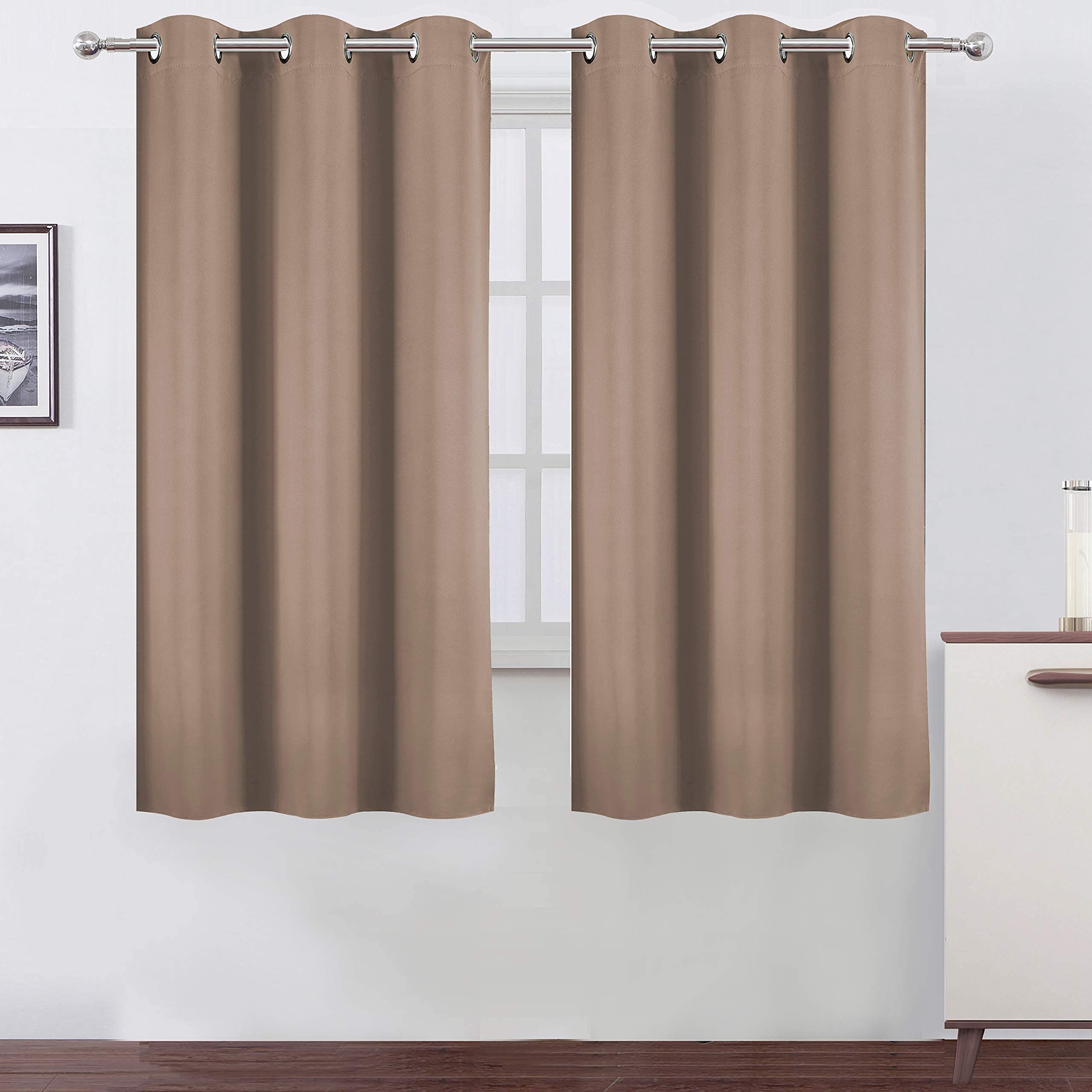 Lemomo Cappuccino Blackout Curtains 38 X 54 Inch Length/Set Of 2 Curtain Panels/Thermal Insulated Room Darkening Blackout Curtai