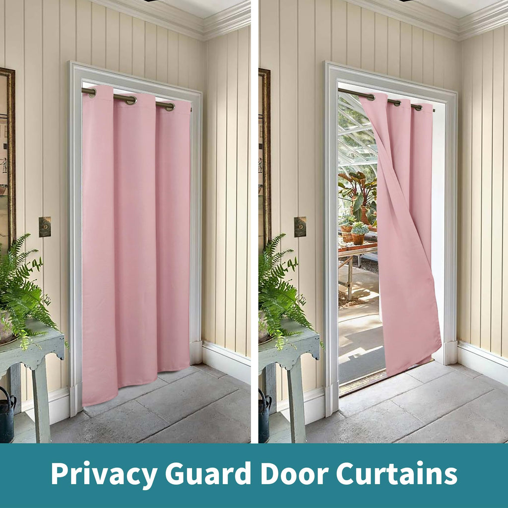 Bgment Pink Door Curtain 80 Inch Length For Doorway, Bedroom Closet Curtain, Privacy Thermal Insulated Blackout Grommet Room Divider For Room Separation, 1 Panel, 34 Inch Wide