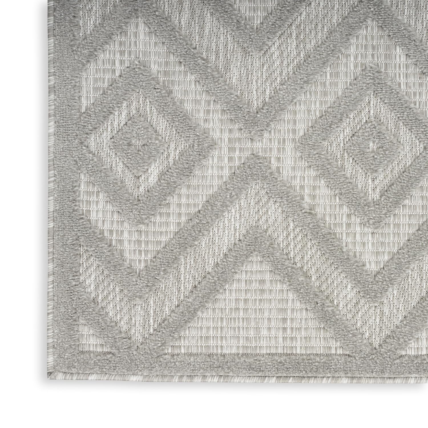 Nourison Versatile Indoor/Outdoor Silver Grey 6' X 9' Area Rug, Moroccan, Modern, Bedroom, Living Room, Backyard, Deck, Patio, Easy Clean, Non Shedding (6X9)