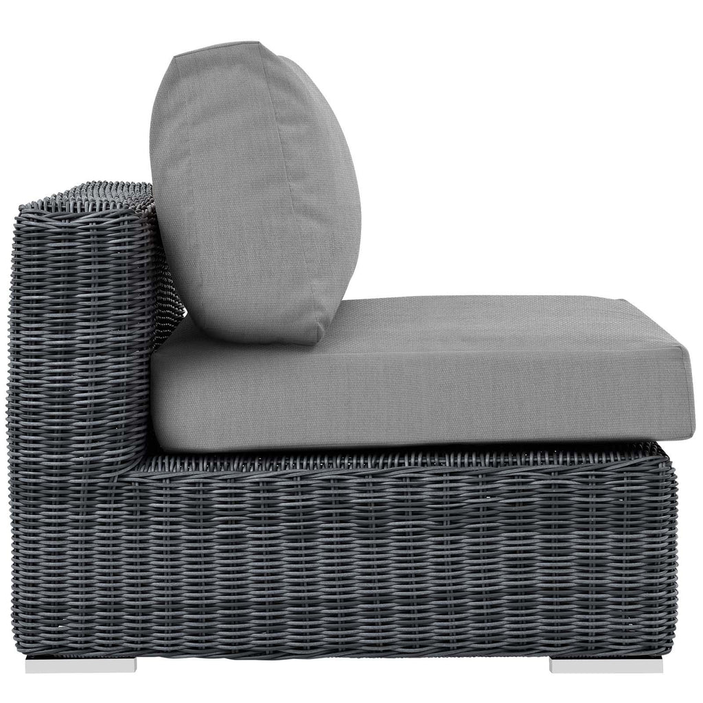 Modway EEI-1868-GRY-GRY Summon Wicker Rattan Outdoor Patio Sunbrella Fabric, Armless Chair, Canvas Gray