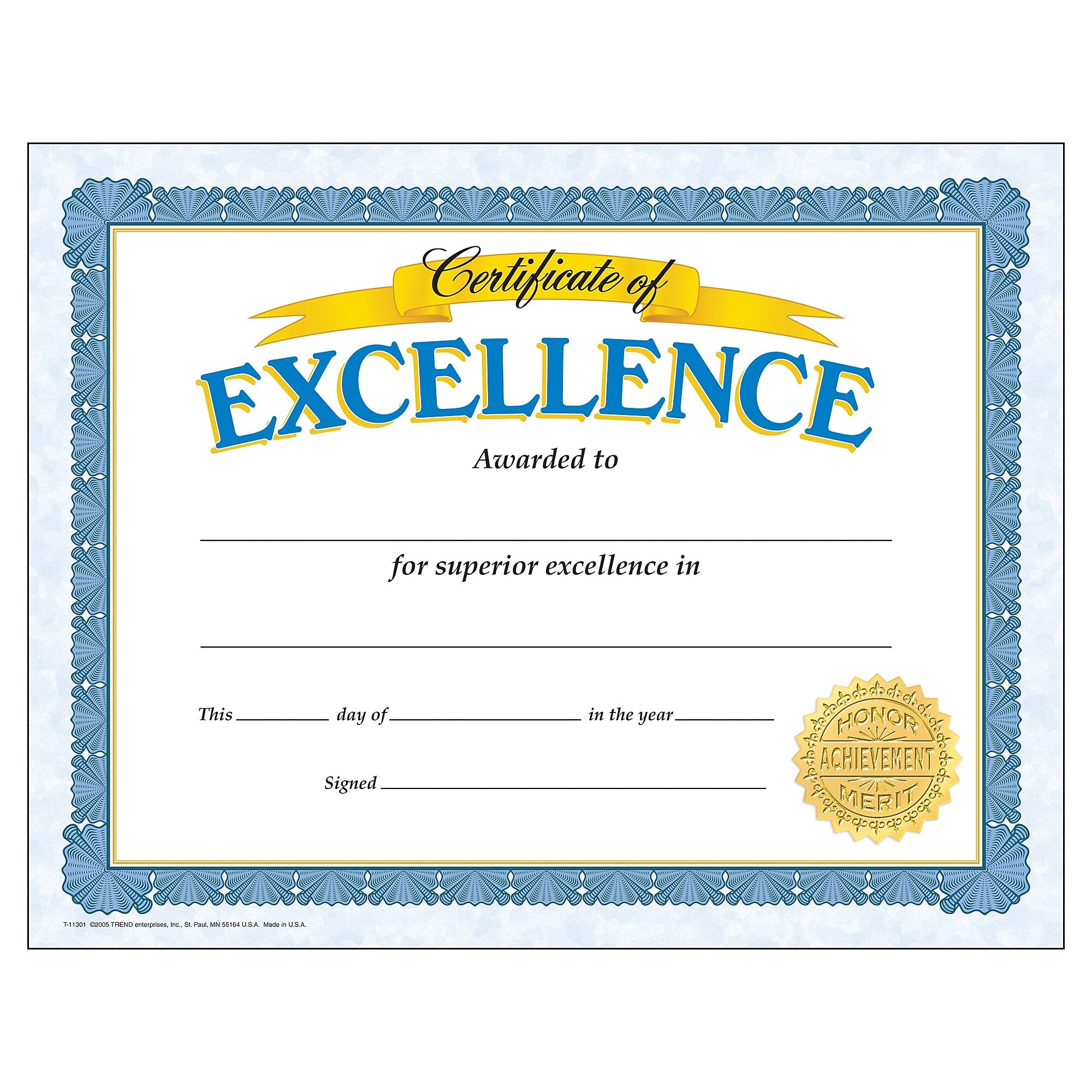 Trend Certificate Of Excellence Classic Certificates, 30 Ct (T-11301)