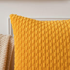 Kevin Textile 2 Packs Yellow Euro Farmhouse Decorative Throw Pillow Covers 26X26 Inch For Living Room Couch Bed Sofa Rustic Boho Home Decor Soft Striped Corduroy Square Cushion Case 66X66 Cm