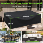 Hightquro Patio Furniture Covers Waterproof, 600D Outdoor Furniture Covers Waterproof, Square Outdoor Sectional Sofa Set Covers, Extra Large Patio Covers For Outdoor Furniture, 126'X126'X28'-Black