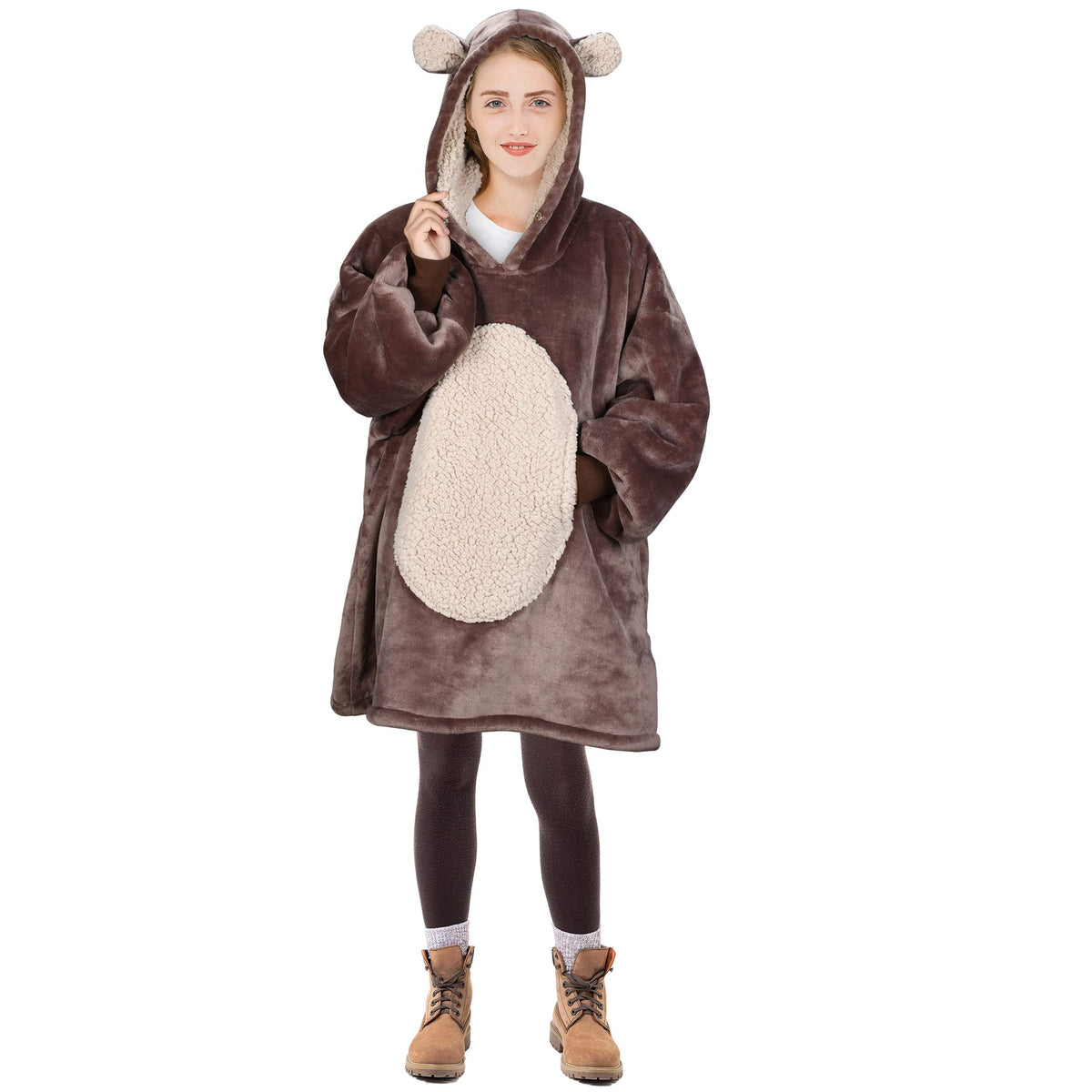 Solaris Wearable Blanket Hoodie For Kids - Warm Soft Gift, Oversized Cozy Sherpa Fleece Sweatshirt Pullover For Teens, Girls, Bo