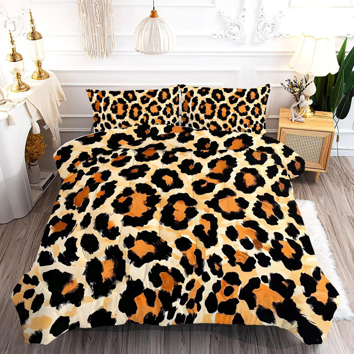 Fuyeun Leopard Print Comforter Set Full, Brown Cheetah Print Bedding For Kids Boys Girls Bedroom, Wild Animal Theme Pattern Quli