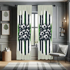 Ambesonne Soccer Window Curtains, Contemporary Design of Sports Ball Huddle with Grungy Stripes Print, Lightweight Decor 2-Panel