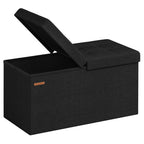 Songmics Mazie Collection - 30 Inches Storage Ottoman, Foldable Storage Bench With Flipping Lid, 660 Lb Load Capacity, For Entryway, Living Room, Bedroom, Ink Black Ulsf046B01