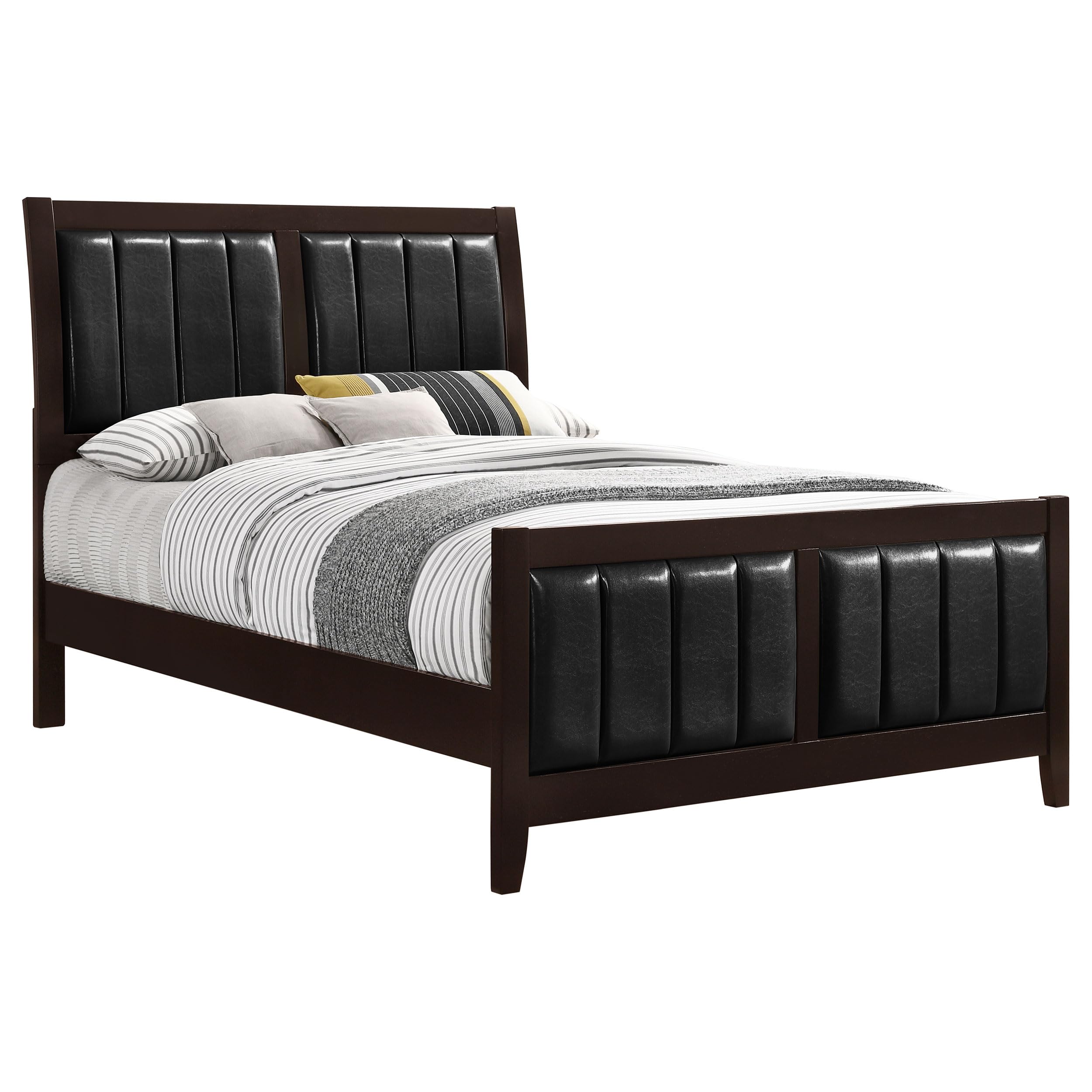 Coaster Home Furnishings Carlton Contemporary Leatherette Upholstered California King Size Panel Bed Frame 51-inch Headboard Cappuccino 202091KW