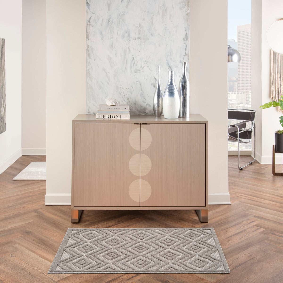 Nourison Versatile Indoor/Outdoor Silver Grey 2' X 4' Area Rug, Easy Cleaning, Non Shedding, Bed Room, Living Room, Dining Room,