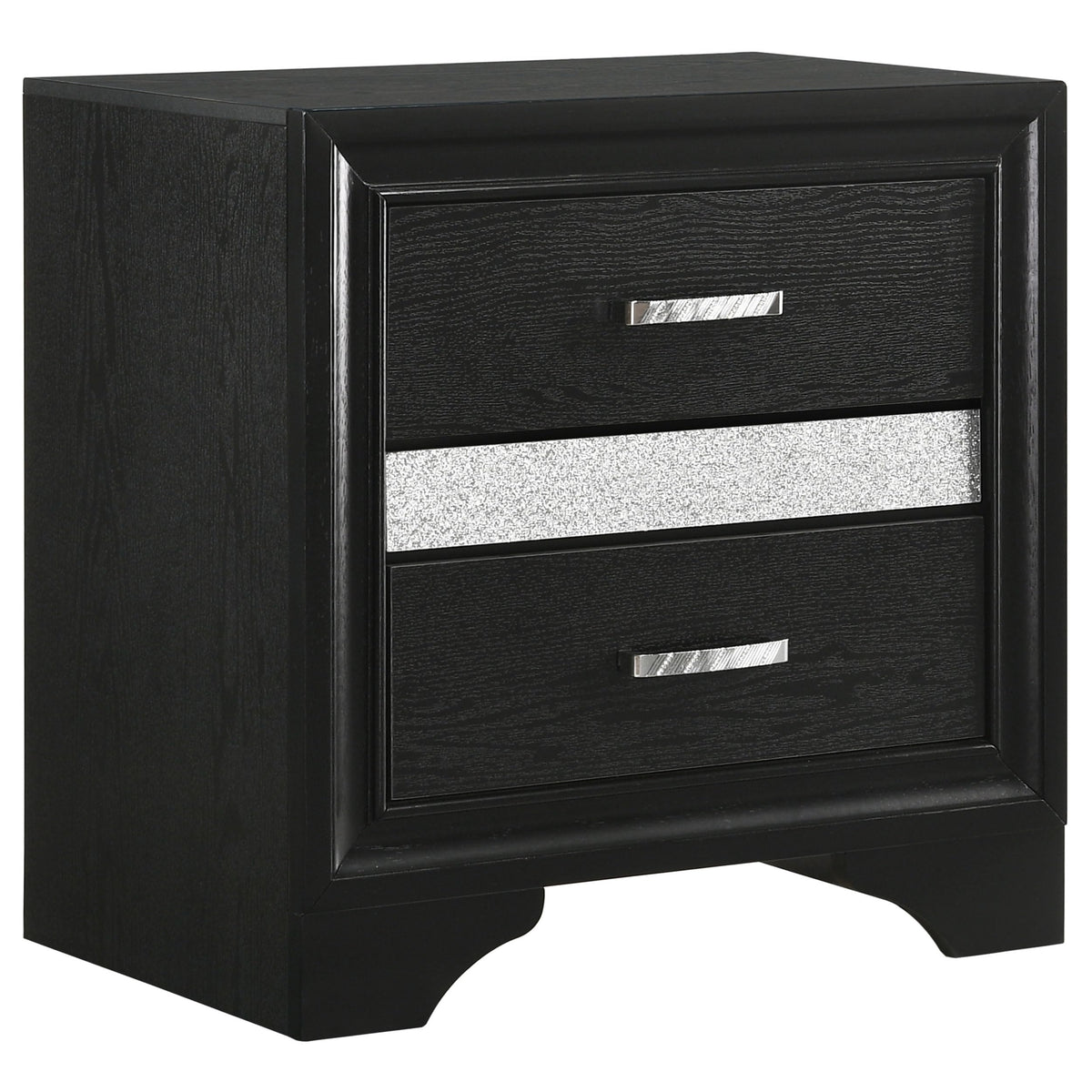 Coaster Home Furnishings Miranda Contemporary Engineered Wood 2-Drawer Bedroom Nightstand Bedside Table Organizer Unit Black 206362