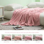 Exclusivo Mezcla Pink Fleece Queen Size Blanket For Bed, 90X90 Inches Soft Cozy 3D Decorative Jacquard Flannel Blankets, Lightwe