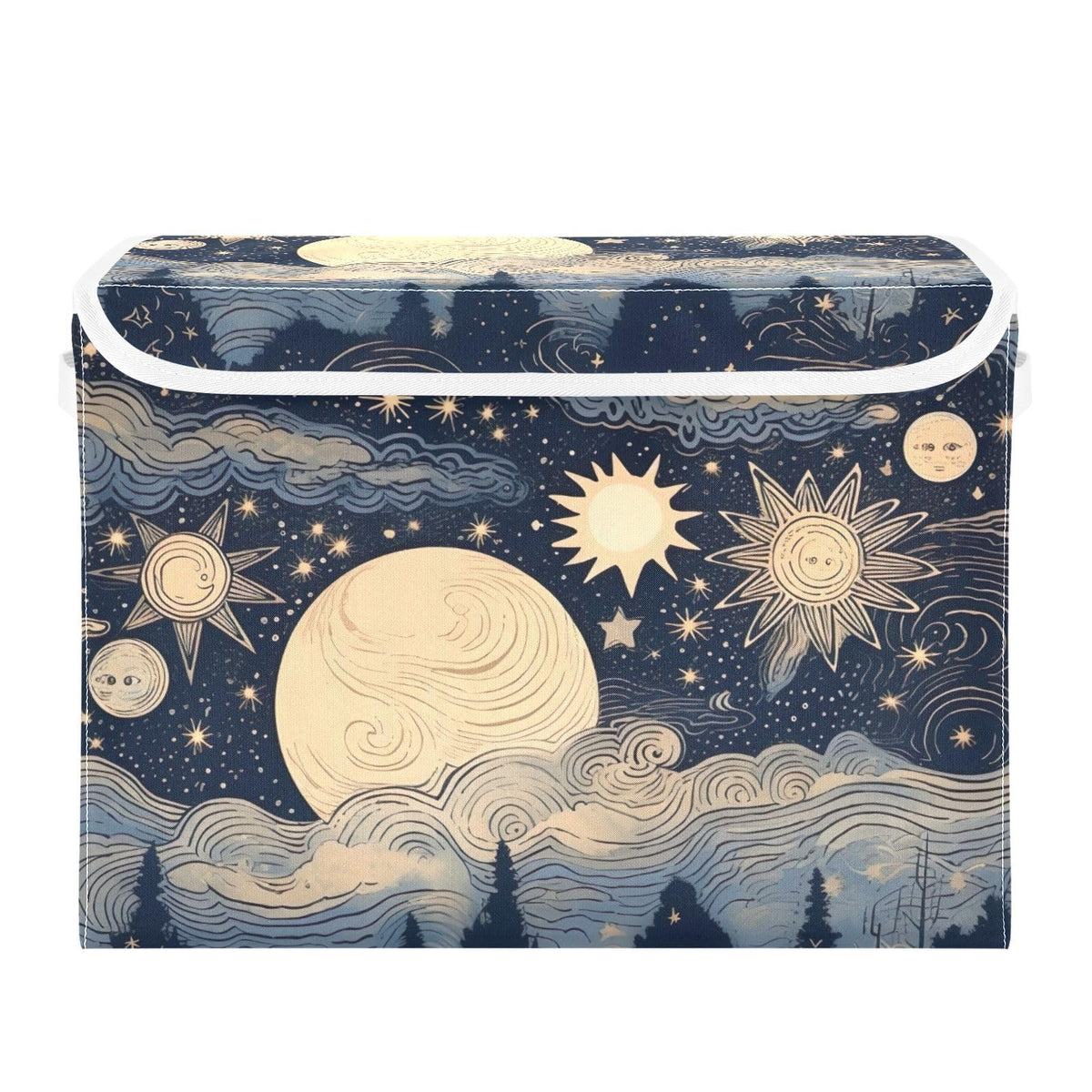 xigua Stars and Moon Storage Bins with Lids and Carrying Handle,Foldable Storage Boxes Organizer Containers Baskets Cube with Co