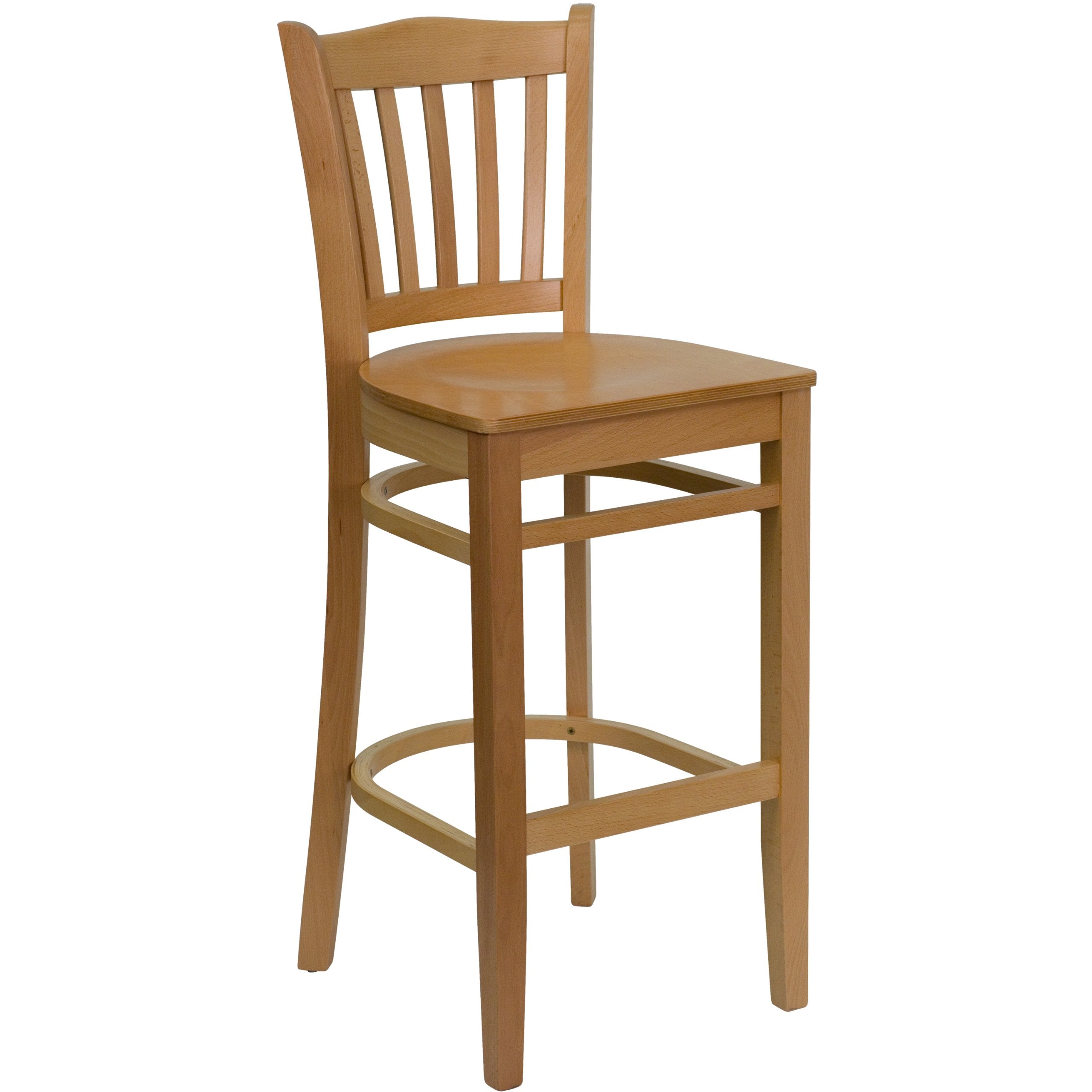 Flash Furniture HERCULES Series Vertical Slat Back Natural Wood Restaurant Barstool