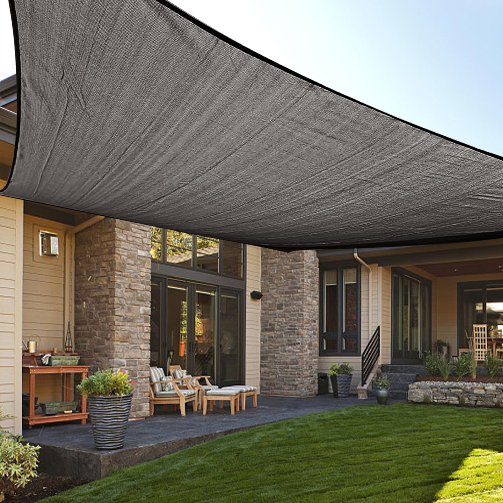 LOVE STORY 16 x 20 Rectangle Dark Grey Sun Shade Sail Canopy UV Block for Outdoor Patio Garden Backyard