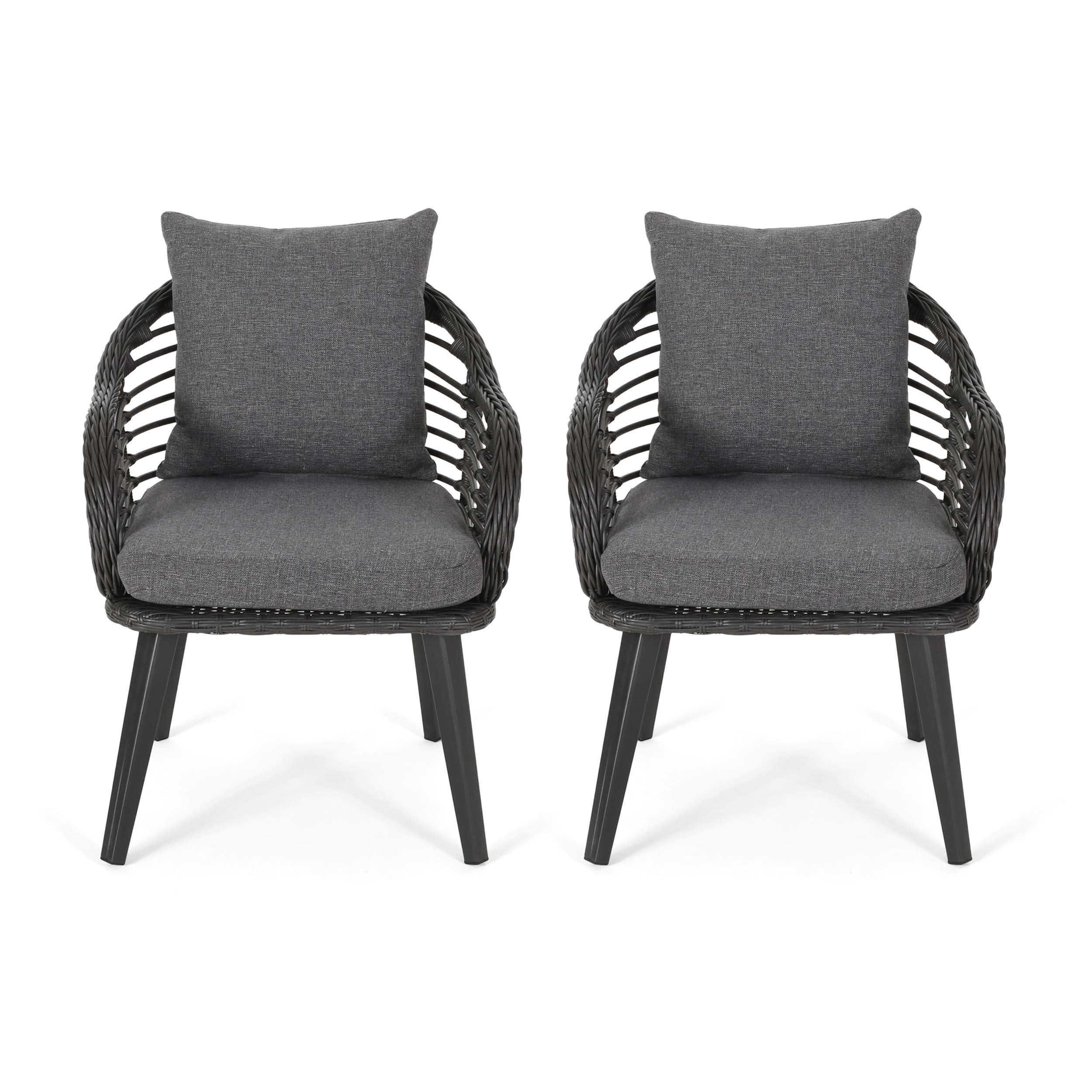 Christopher Knight Home 310008 Patio Dining Chairs, Gray + Black + Dark Gray