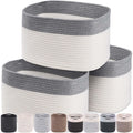 CHAT BLANC Cotton Rope Baskets for Organizing, Shelves, Toys, Storage, Shoe, Bathroom, Laundry, Towel, Nursery, Home Decor, Blan
