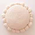 Banilla Bohemian Round Pillow Cover 16 Inch | 100% Cotton Decorative Pillow Hand Tufted With Chunky Textured Poms | Boho Throw P