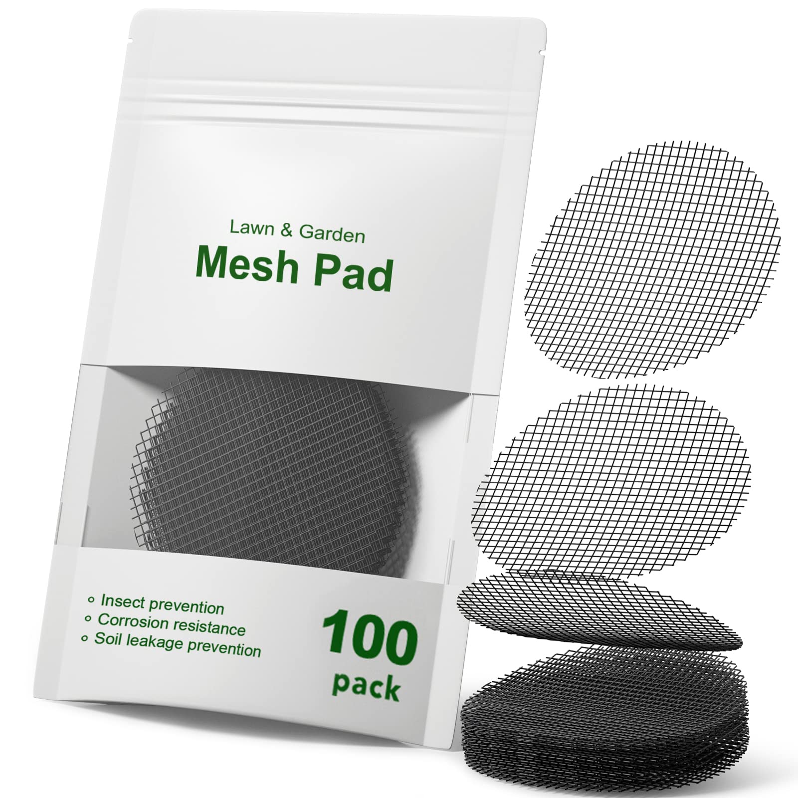 Le Tauci 100 Pack Flower Pot Hole Mesh Pad, 2 Inch Plant Pot Drainage Hole Screens, Prevent Soil Loss Anti, Bonsai Pot Bottom Gr