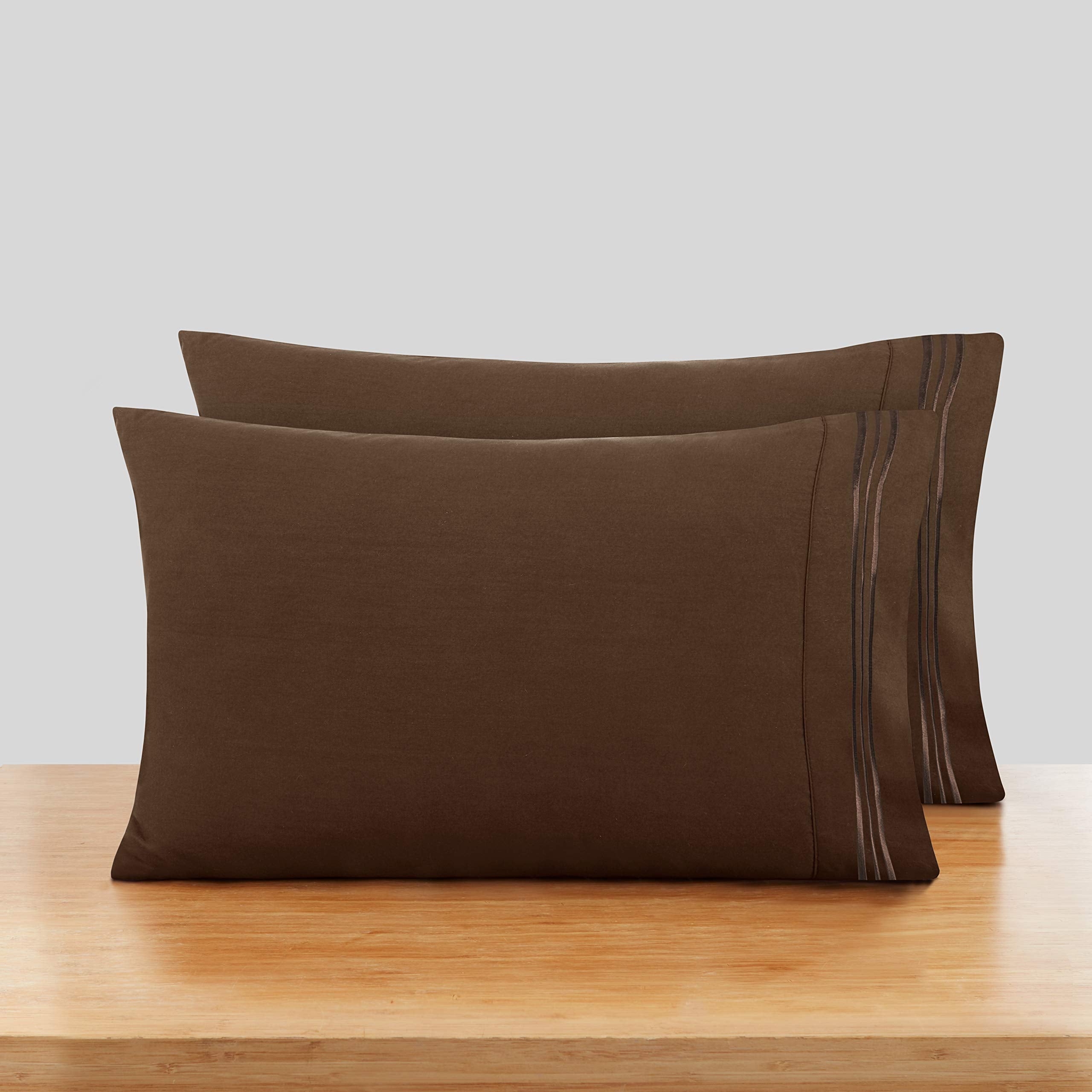 Nestl King Size Pillow Cases 2 Pc - Soft Pillow Cover - Lightweight Brown Pillowcase - Microfiber King Size Pillow Case - 20X40