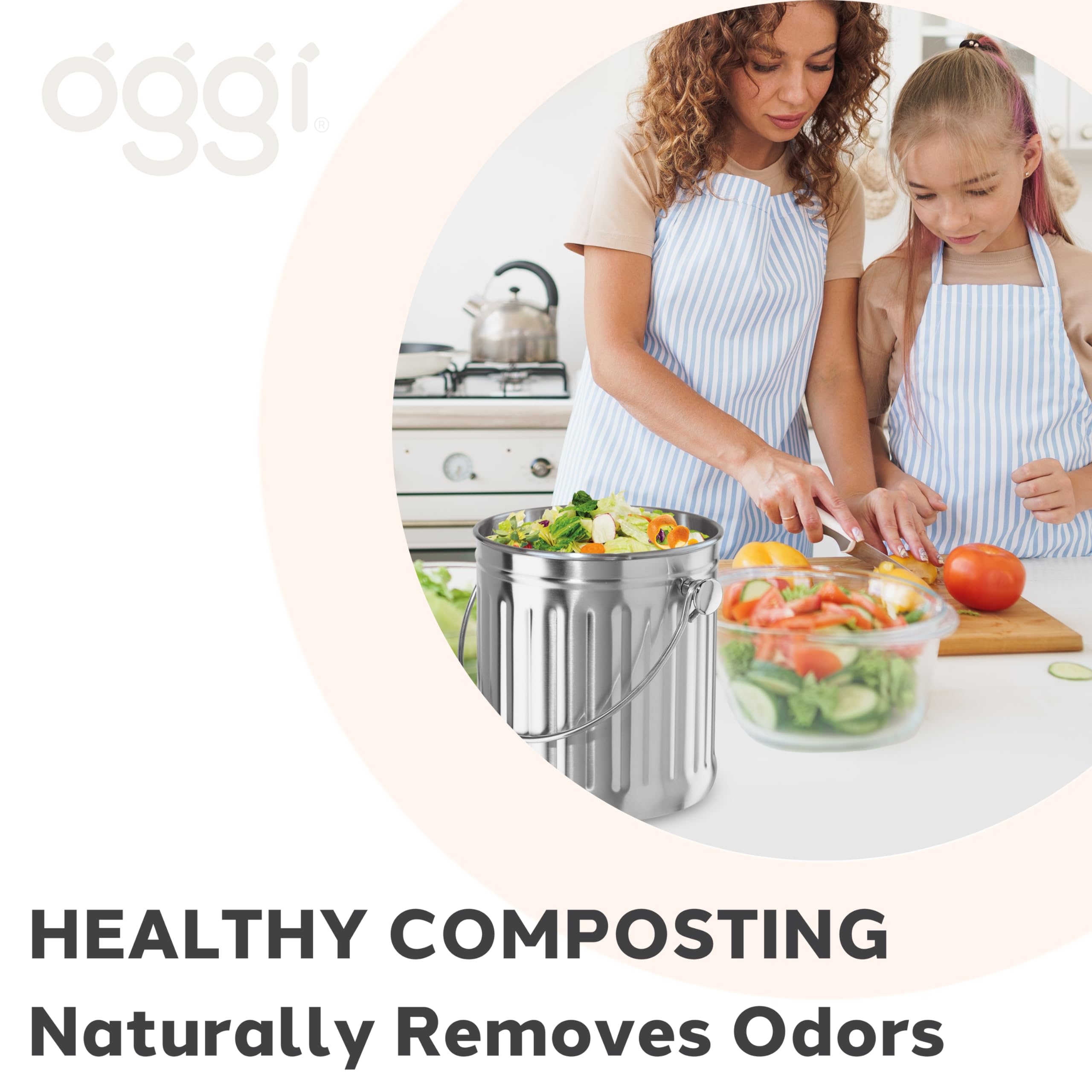 Oggi Set Of 2 Charcoal Filters- Replacement Charcoal Filter For Countertop Compost Bin With Lid, Eco Friendly Products