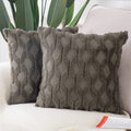 Madizz Set Of 2 Soft Plush Short Wool Velvet Decorative Throw Pillow Covers 18X18 Inch Dark Taupe Square Luxury Style Cushion Ca