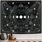 Zodiac Astrology Witchy Tapestry, Black White Constellation Tapestry For Wall Hanging Decor, Stars Space Psychedelic Bedroom Aes