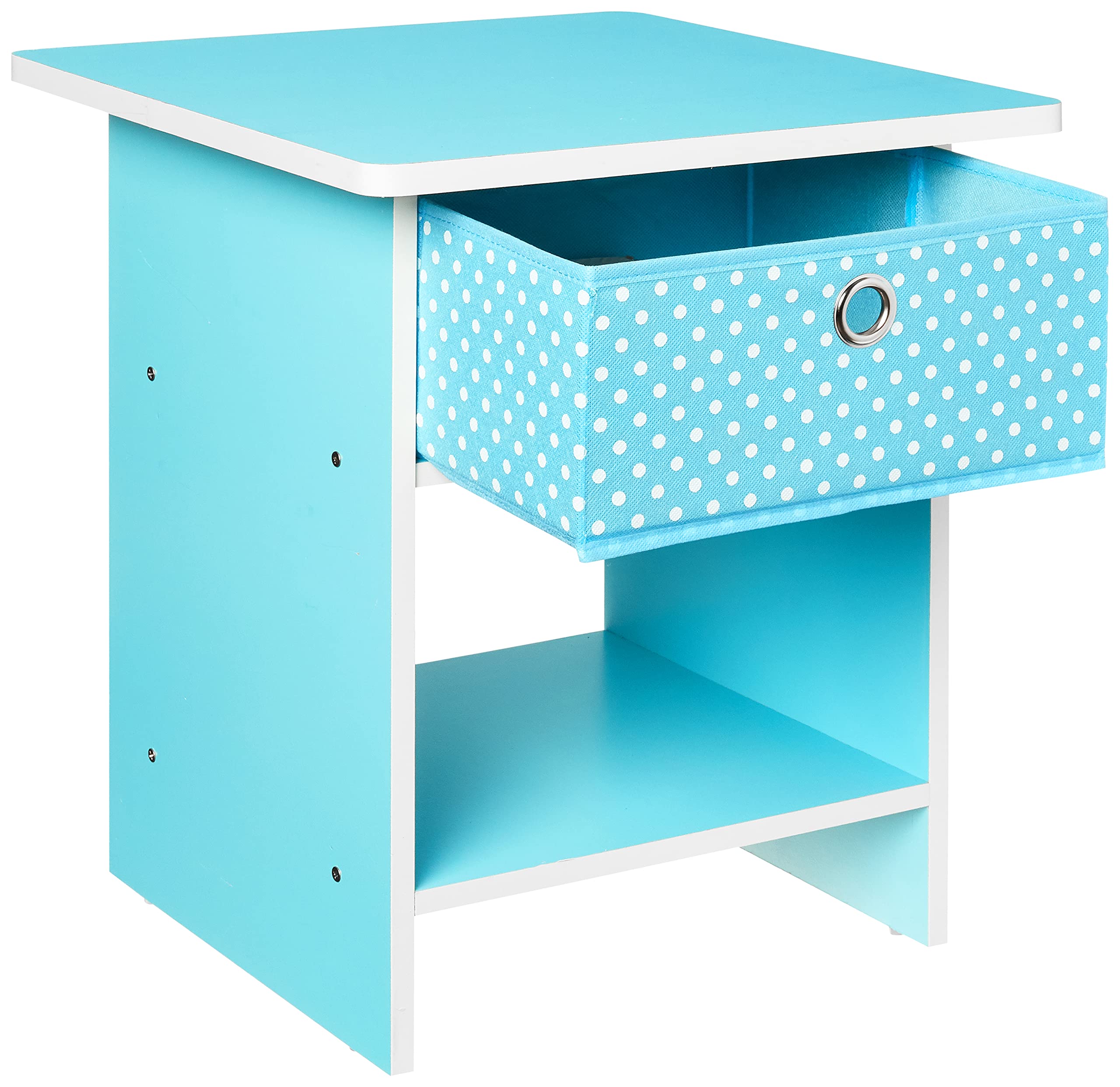 Furinno Dario End Table / Side Table / Night Stand / Bedside Table with Bin Drawer, 2-Pack, Light Blue/Light Blue