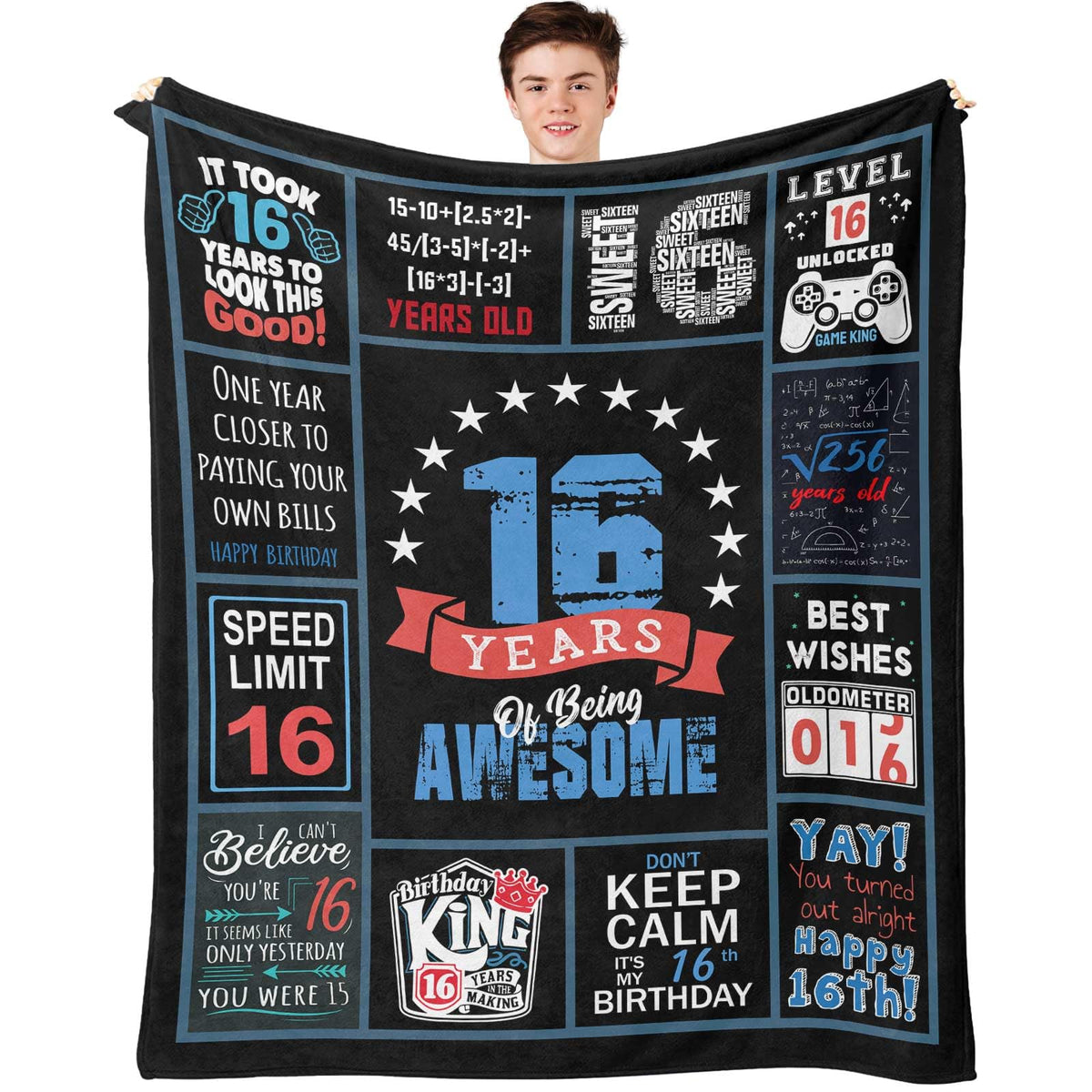 16Th Birthday Gifts For Boy, Birthday Gifts For 16 Year Old Boy, Boys 16 Birthday Throw Blanket 60 X 50 Inch, 16Th Birthday Pres