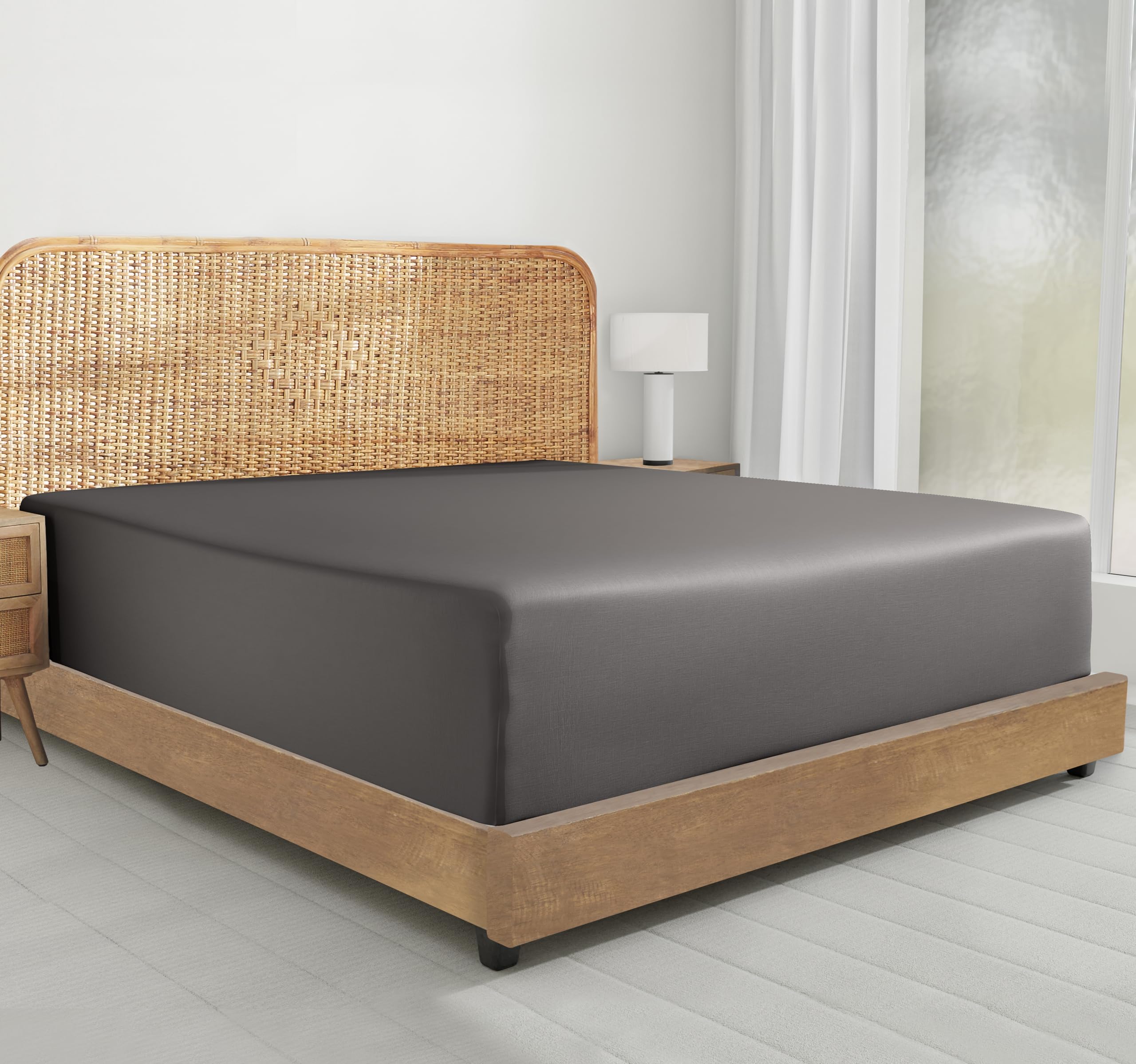 California Design Den 100% Organic Cotton Fitted Sheet Full Size Only, Percale, Deep Pocket, Gots Certified, Lightweight, Snug-F