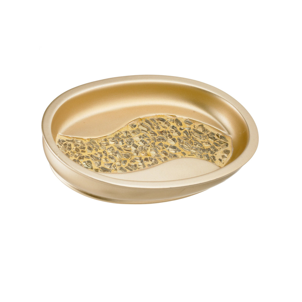 Zahari Home Sinatra Soap Dish Unique Design Bling Glass Mosaic D  cor Soap Bar Holder, Champagne