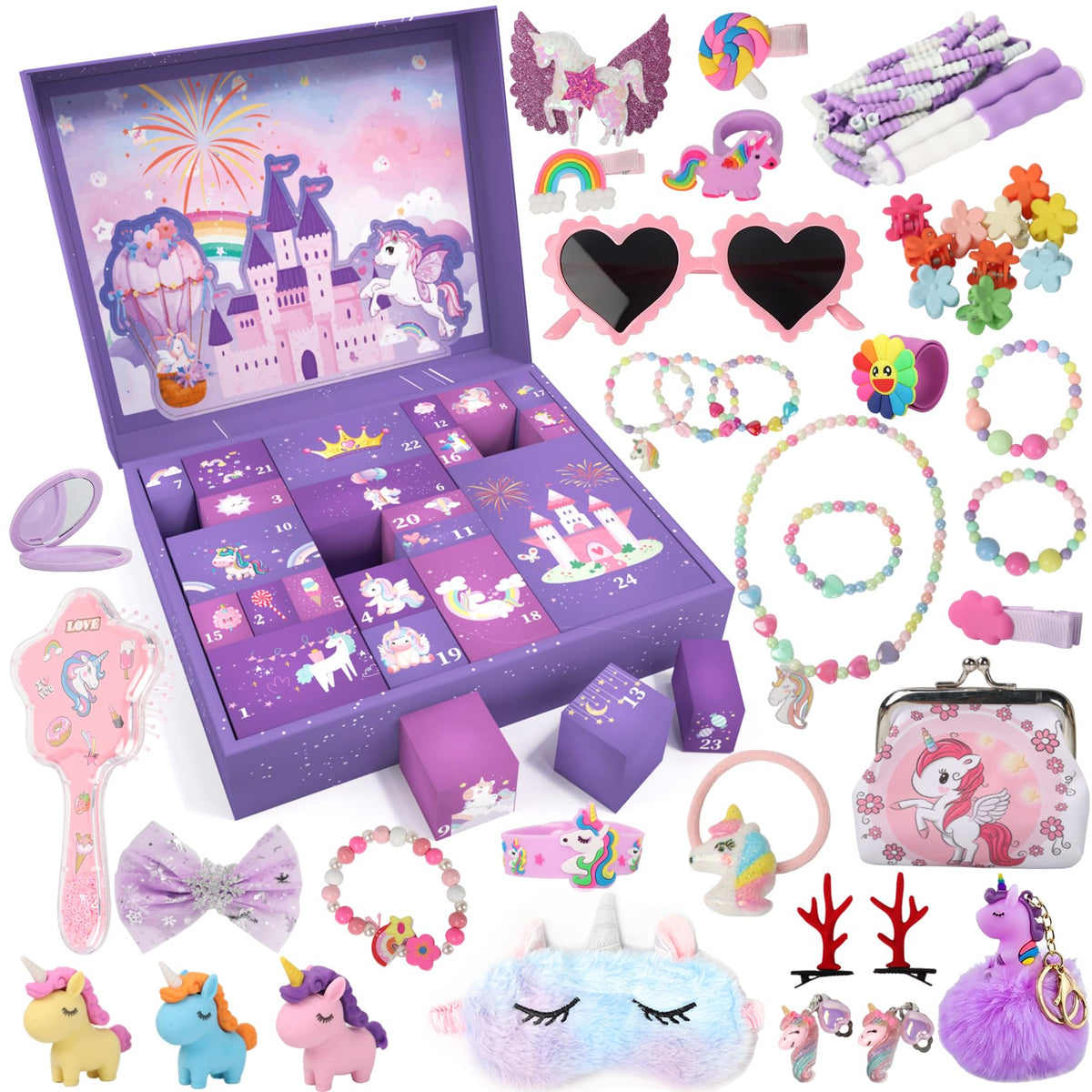 Advent Calendar 2024 Girls - Unicorn Gifts for Girl 24 Days Xmas Count Down Box, Countdown Calendar Surprises Gifts for Daughter