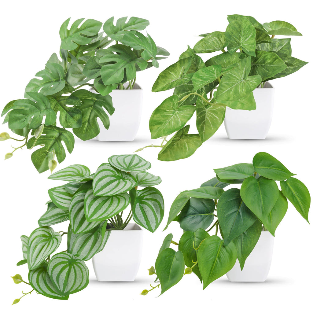 Der Rose 4 Pack Small Fake Plants Artificial Plants for Home Bedroom Aesthetic Living Room Bathroom Farmhouse Decor Indoor