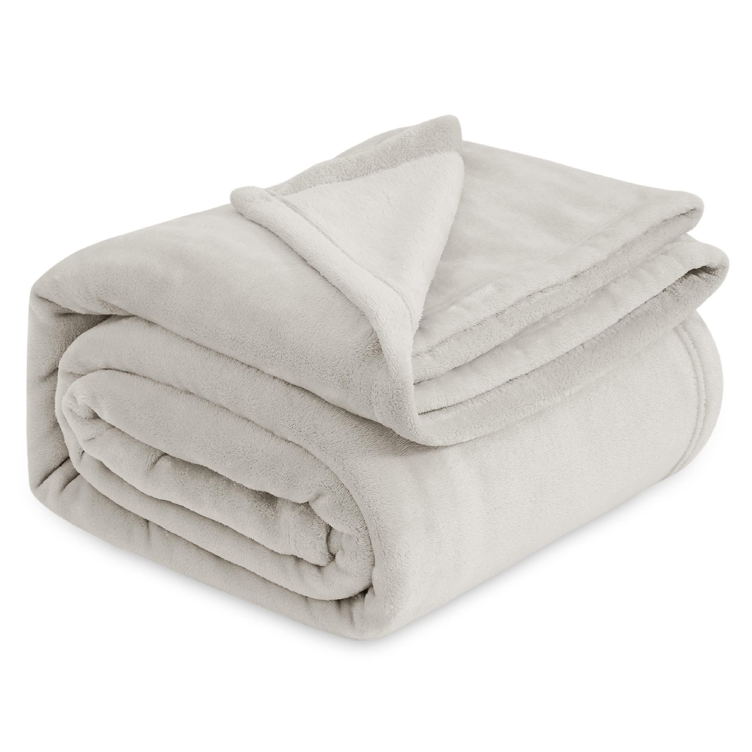 Bedsure Fleece Bed Blankets Full Size Linen - Soft Lightweight Plush Fuzzy Cozy Luxury Blanket Microfiber, 84X90 Inches